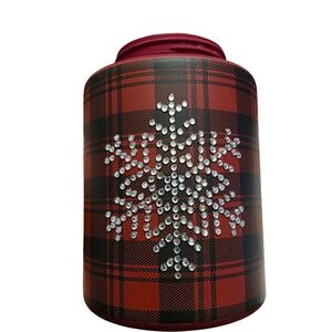Scentsy Frosted Flannel Mini Warmer Red Black Plaid Rhinestone Snowflake Plug-In